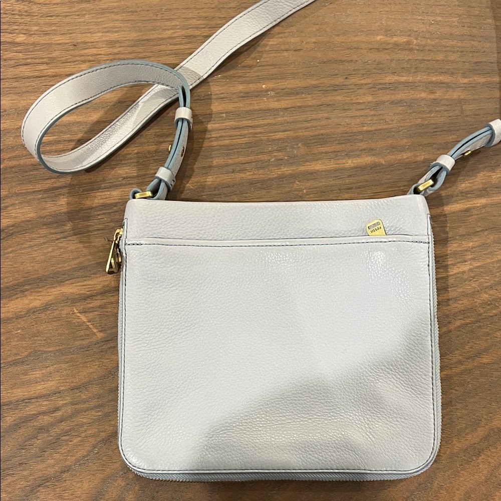 Fossil Light Gray Leather Crossbody Bag - Picture 4 of 4